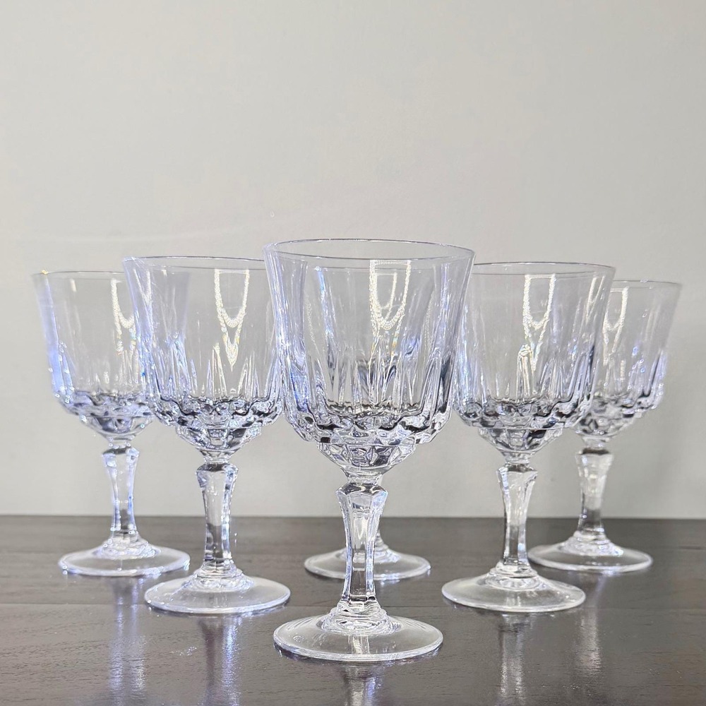 CRISTAL D'ARQUES DURAND St. Germain‎ Crystal Water Wine Goblets Set of 6